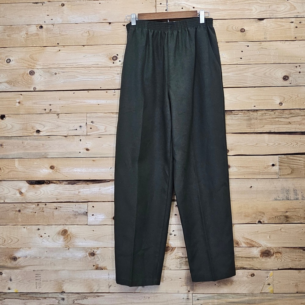 Briggs Womens Size 10 Olive Green Elastic Waist Straight Leg Pants Made in USA